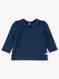 Ruffle butts dark navy Peter Pan collar long sleeve top