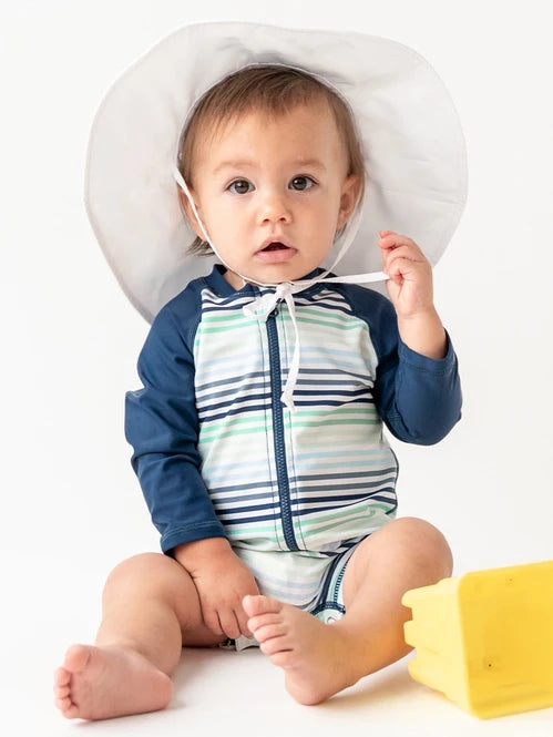 Coastal Stripes Long Sleeve One Piece Rash Guard