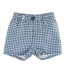 Navy gingham swim trunks