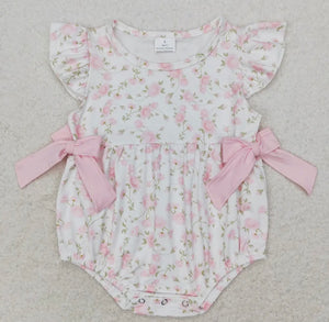 Girls pink flower romper // 3-6m - Morgan