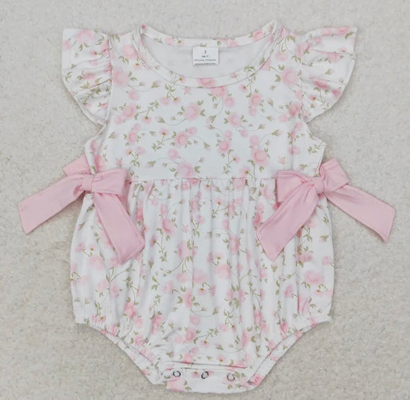 Girls Pink Flower Romper
