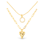 Gold Dual Layer Circle Heart Necklace