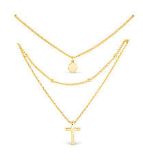 Gold Tri Layer Cross Necklace