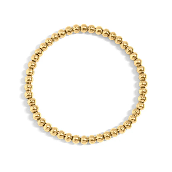 Gold 4mm Beaded Stretch Bracelet