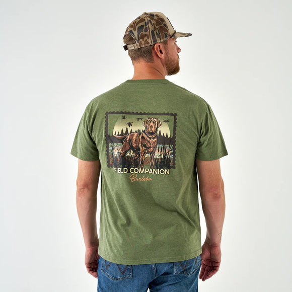 Duck Dog Stamp- Heather Olive Tee