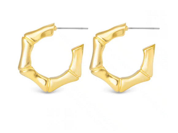 Gold Jenna Polished Bamboo Hoop