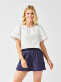 Mary Square Tabby Top white