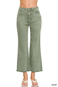 Acid washed bootcut pants