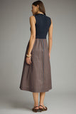 Entro Mock Neck Navy Stripe Dress