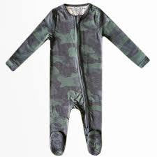 Camo footie 0-3m -Savanna