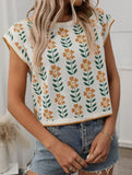 Retro Floral Knit Crop Top