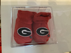 Georgia bulldogs newborn booties- savanna