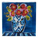 Poppies blue and white vase canvas