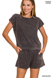 Acid wash short set