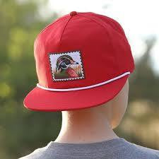 Burlebo flat-brim hat- Youth- red mallard
