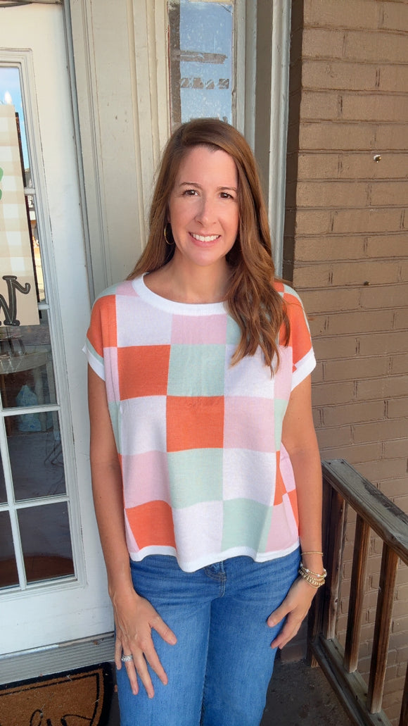 Peachy Check Top