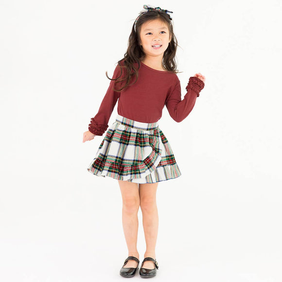 Good tidings plaid wrap skirt