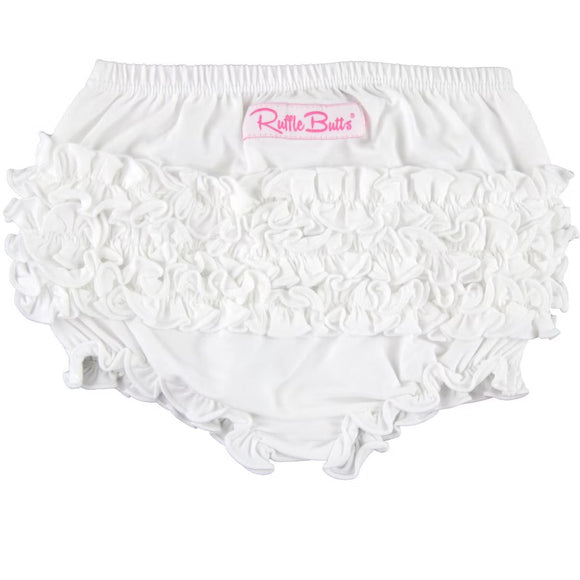 White knit rufflebutt bloomers 6-12m