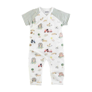 Mudpie 0-3m boys farm romper-Ashley