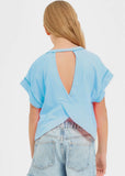 Girls overlap open back reverse top