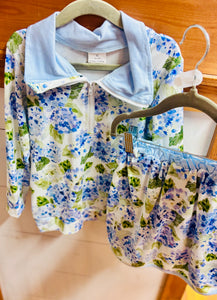 Girls blue hydrangea skort set