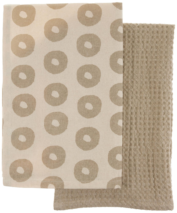 Mudpie Taupe waffle towel set - Brittney