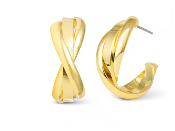 Gold Grace Polished Twist Huggie