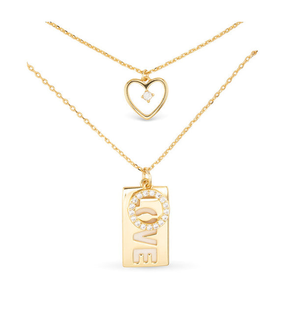 Gold Dual Love Heart Necklace