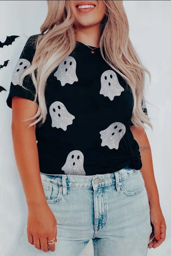 Black Glitter Ghost Tee