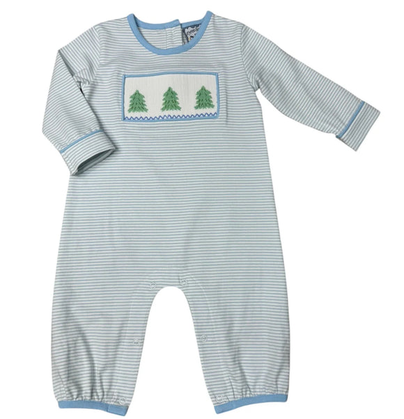Christmas tree smocked boys romper
