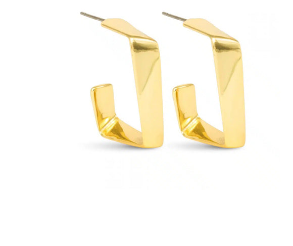 Gold Willow Polished Square Hoop