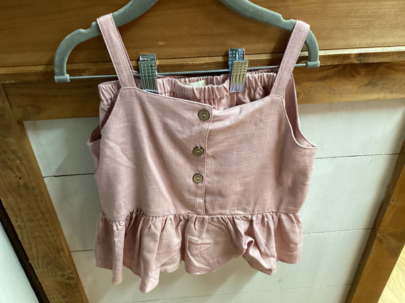 Pink linen ruffle 2 piece set 5