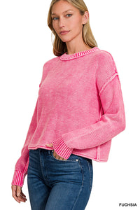 Pink seam crew neck