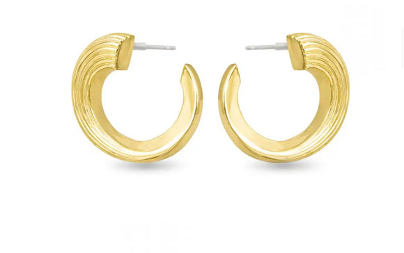 Gold Caroline Polished Ribbed Twist Huggie