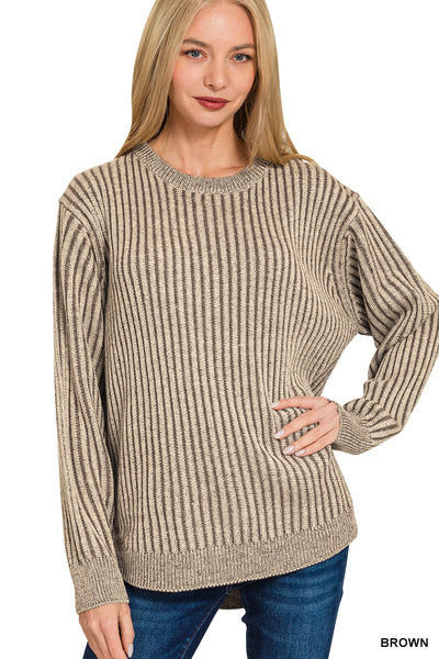 Curved Hem Two-Toned Sweater