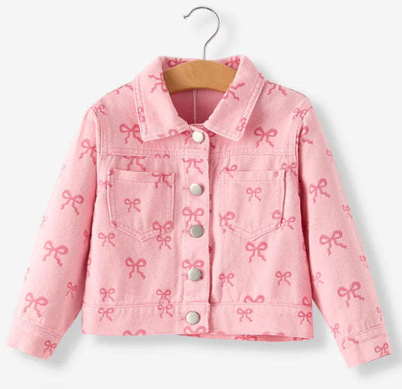 Pink Fall Girls Butterfly print denim top