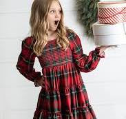 Red plaid girls dress