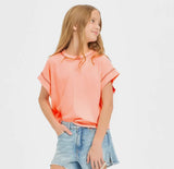 Girls overlap open back reverse top