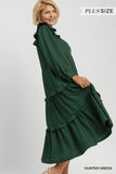 Hunter Green Ruffle Tiered Midi Dress Plus