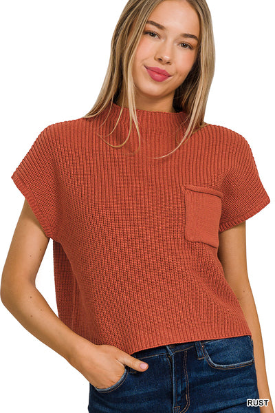 Mocked Neck Cropped Sweater