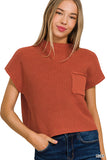 Mocked Neck Cropped Sweater