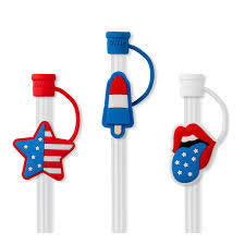 Red, white, and blue straw toppers