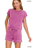 Acid wash short set