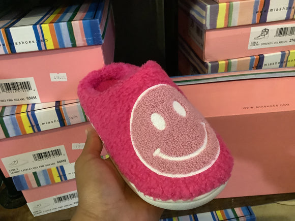 Hot pink smiley slippers