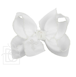 Embroidered white cross bow - Morgan