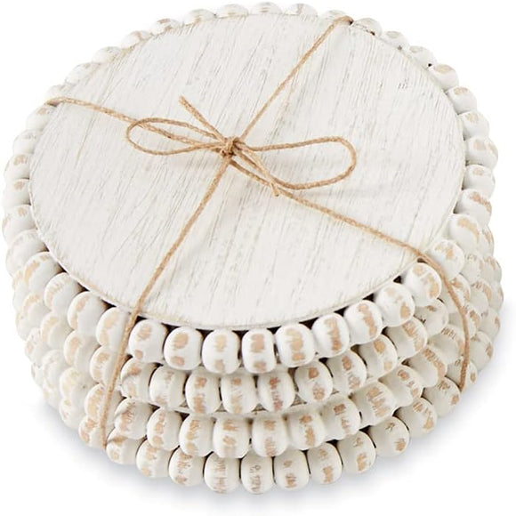 White beaded coaster- Shae