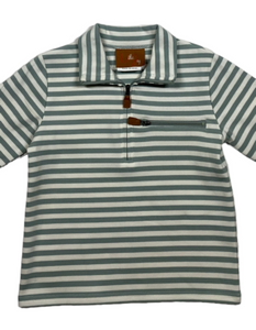 Kingston 1/4 Zip Pullover–Sage Stripe