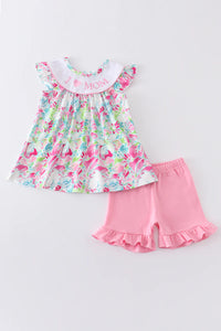 Pink Lily Print I love Mom Set