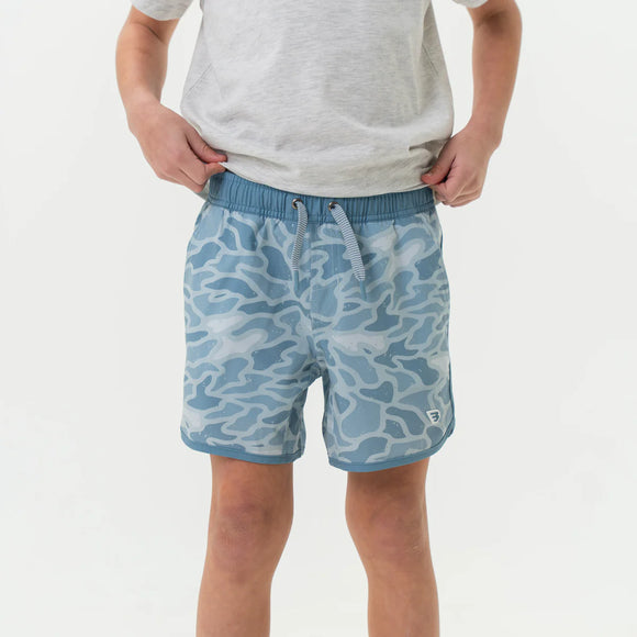 Boys Burlebo seaside camo swim trunks