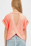 Girls overlap open back reverse top
